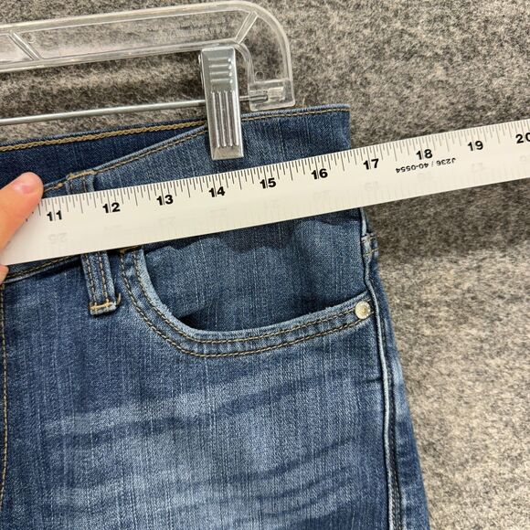 Rock & Republic Shorts Women 14 Blue Denim Medium Wash Cut Off High Rise Pockets - Picture 3 of 9